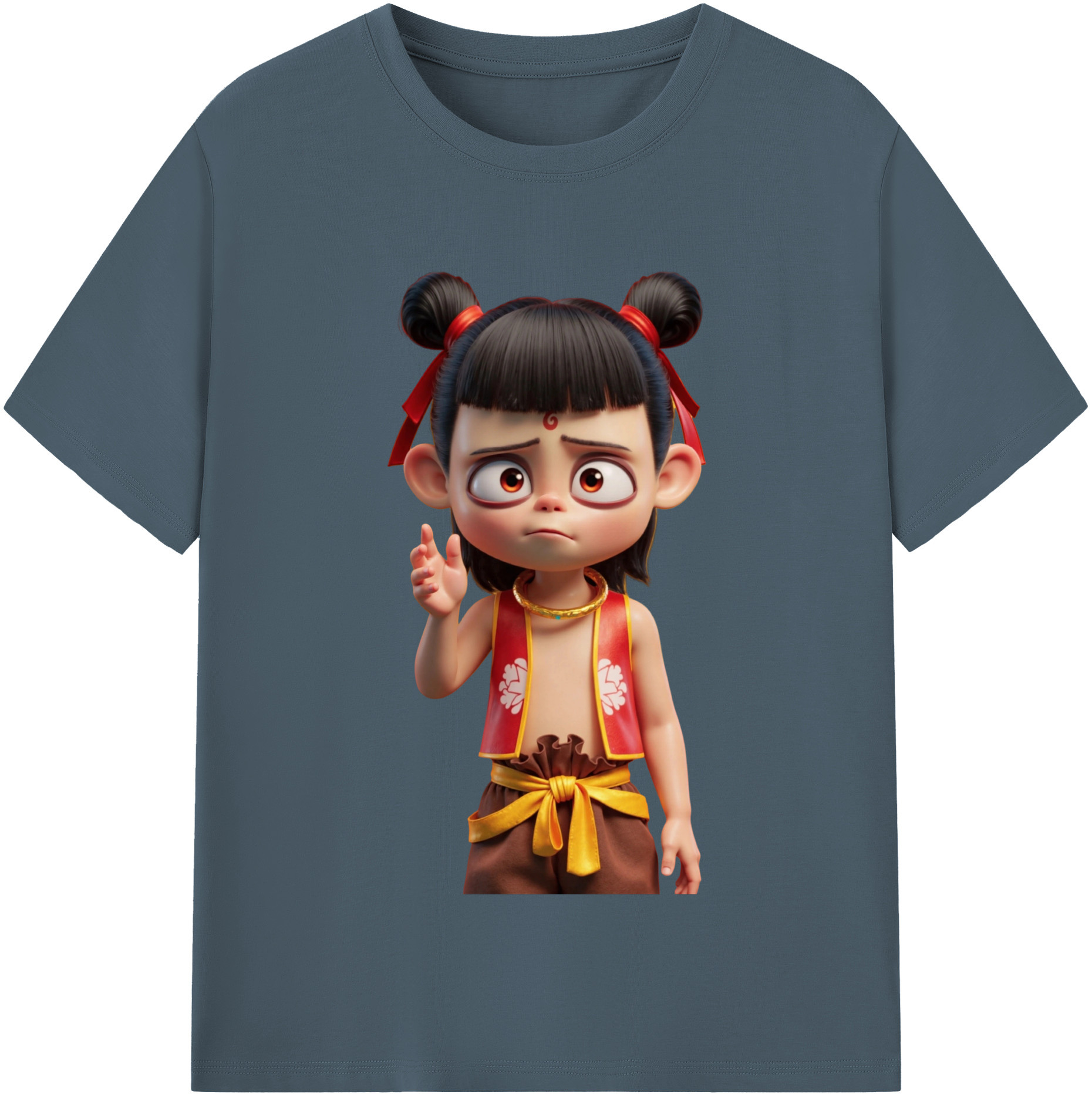 （画像用） Ne Zha 2 ナタ 魔童の大暴れ 綿100％半袖Tシャツ（フロントプリント）